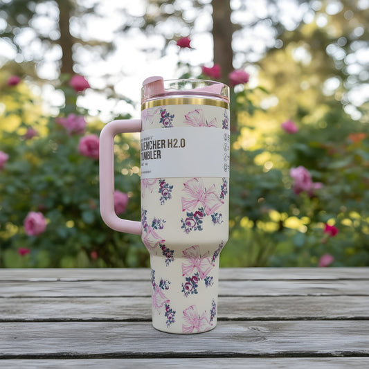 Stanley x LoveShackFancy 40oz Quencher H2.0 Tumbler – Rosa Beaux Pink