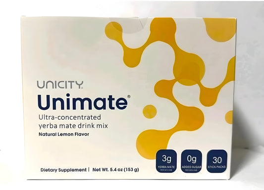 Unicity Unimate Lemon Flavor Packs (30 Count) – Natural Energy & Focus Drink Mix
