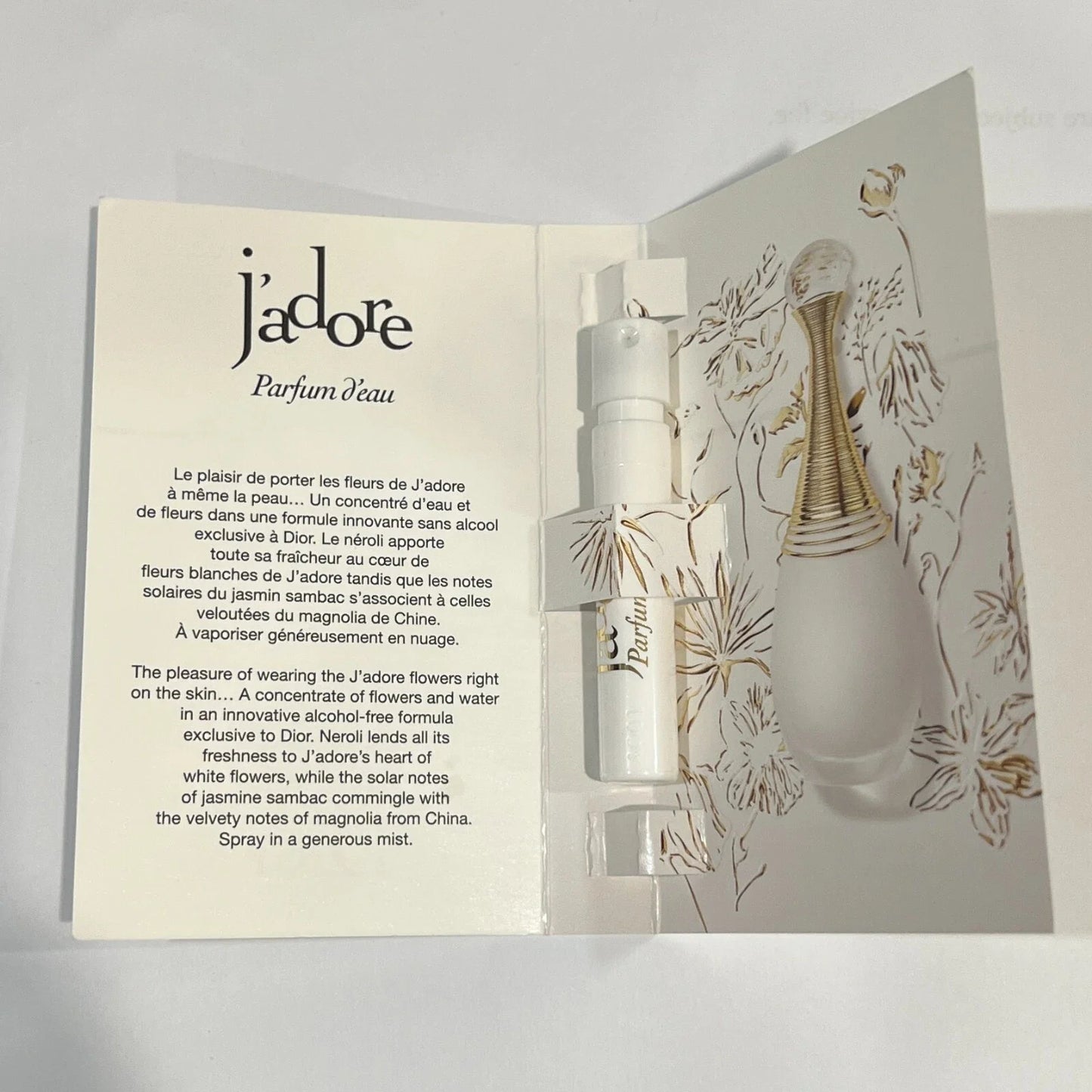 Dior J'adore Parfum d'eau Alcohol-Free Fragrance Sample - 1.2 ml Spray